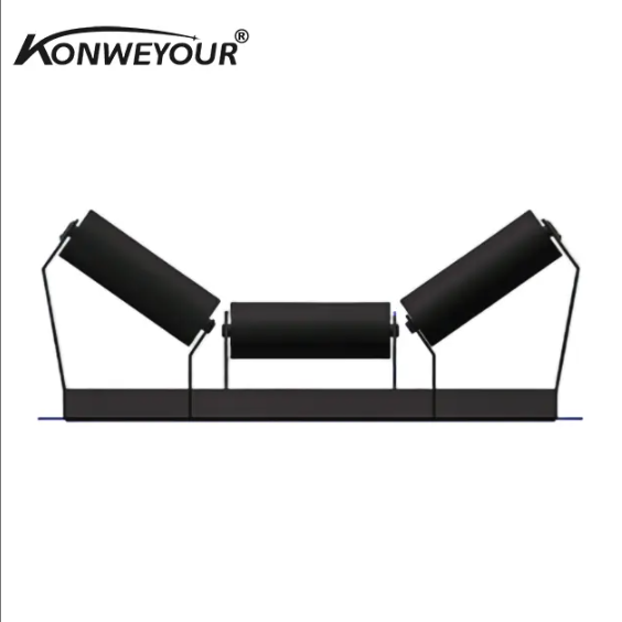 Forward inclination offset carrying roller .